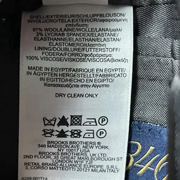 Brooks Brothers 346 Stretch Wool 2 Piece Suit Gray Striped Blazer 44R Pant 35x31